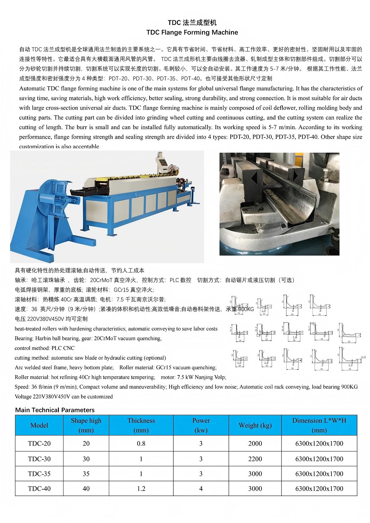 TDC Flange Forming Machine Specifications & Technical Parameters Sheet